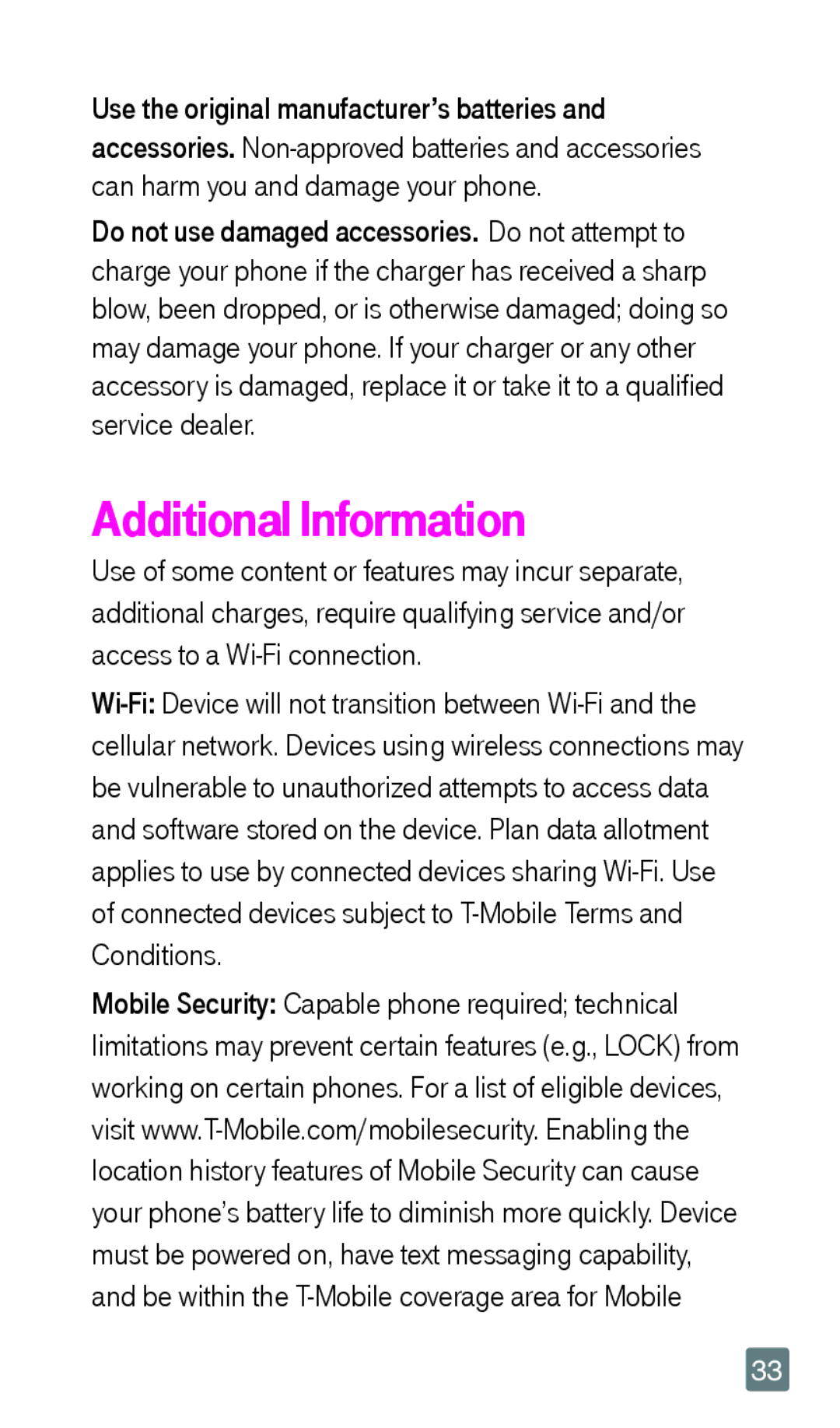 LG Electronics F6 manual Additional Information 