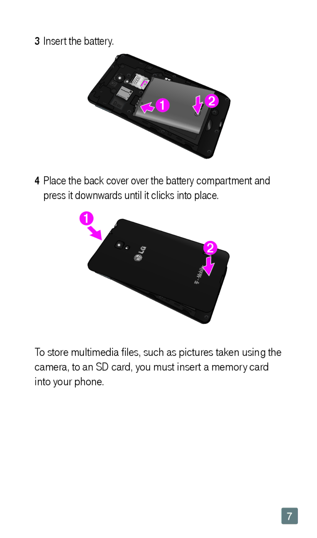 LG Electronics F6 manual Insert the battery 