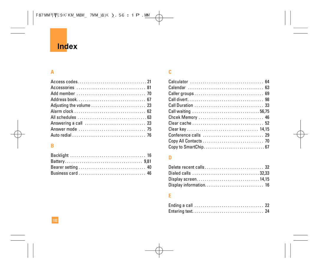 LG Electronics F7200 manual Index, 100 