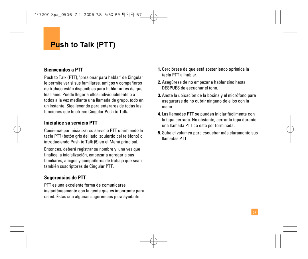 LG Electronics F7200 manual Bienvenidos a PTT, Inicialice su servicio PTT, Sugerencias de PTT 