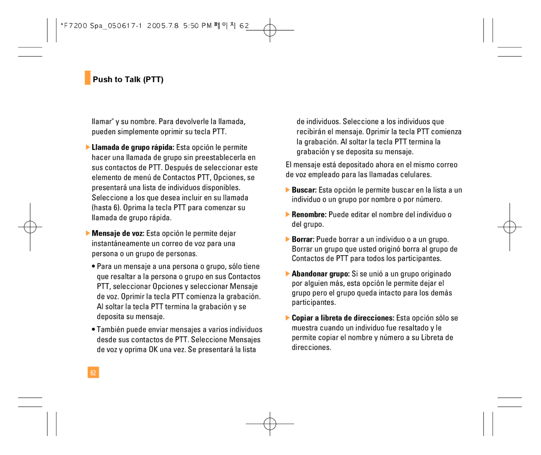 LG Electronics F7200 manual Renombre Puede editar el nombre del individuo o del grupo 