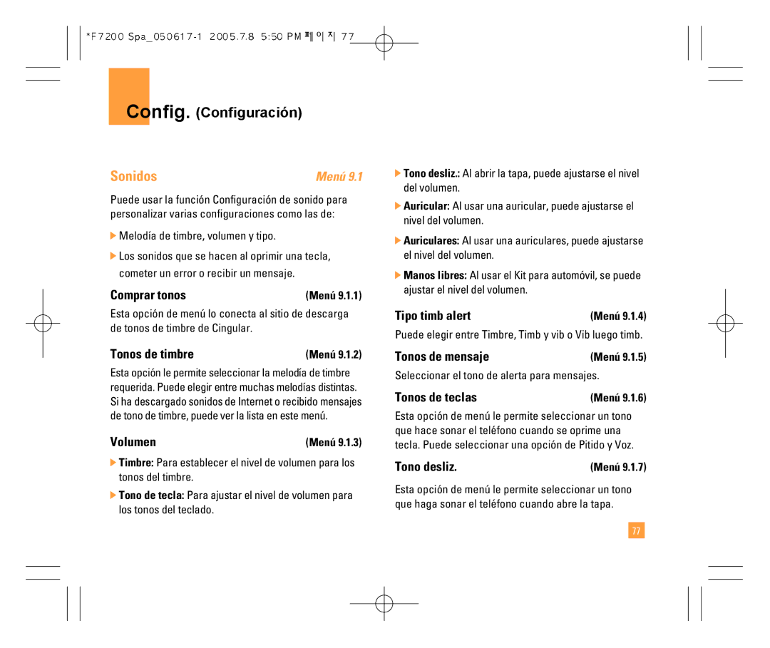 LG Electronics F7200 manual Sonidos 