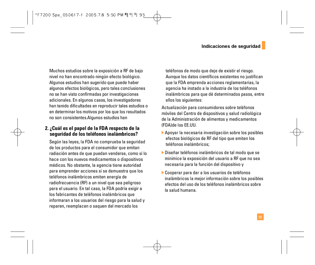 LG Electronics F7200 manual Indicaciones de seguridad 