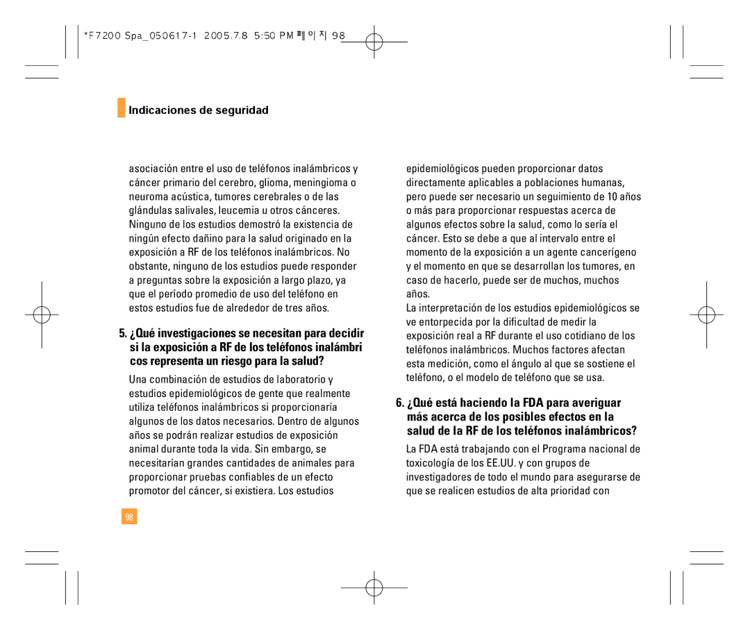 LG Electronics F7200 manual Indicaciones de seguridad 