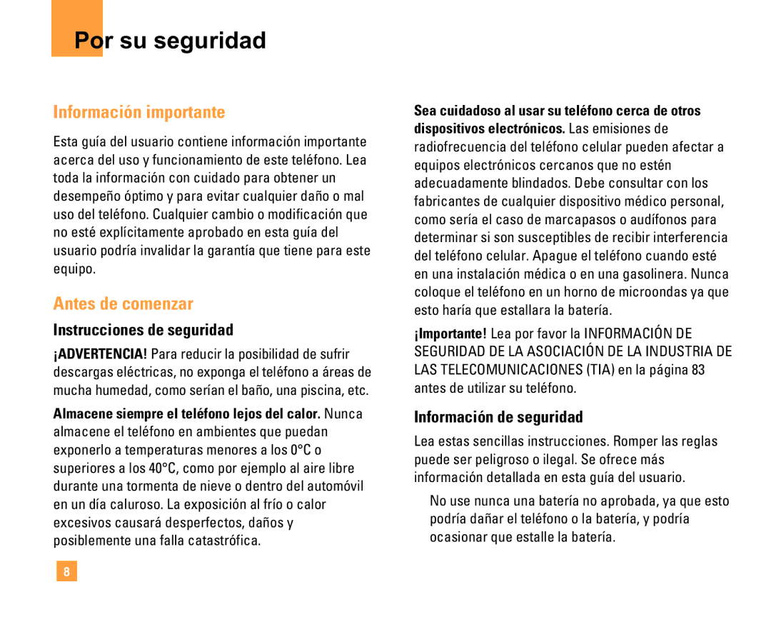 LG Electronics F9200 manual Por su seguridad, Información importante, Antes de comenzar, Instrucciones de seguridad 