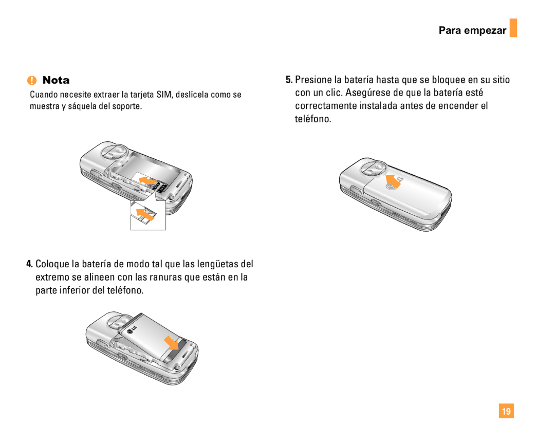 LG Electronics F9200 manual Nota, Para empezar 