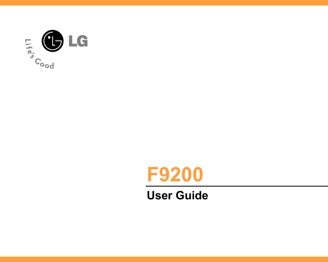 LG Electronics F9200 manual 