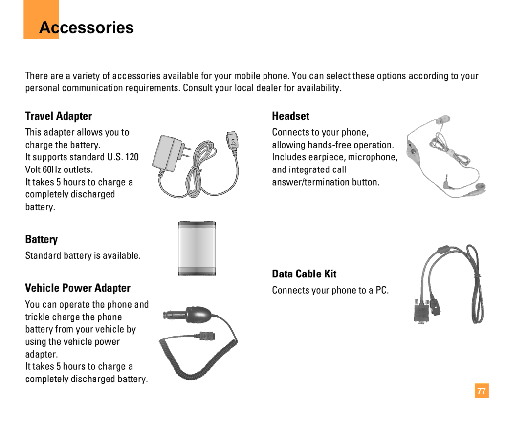 LG Electronics F9200 manual Accessories 