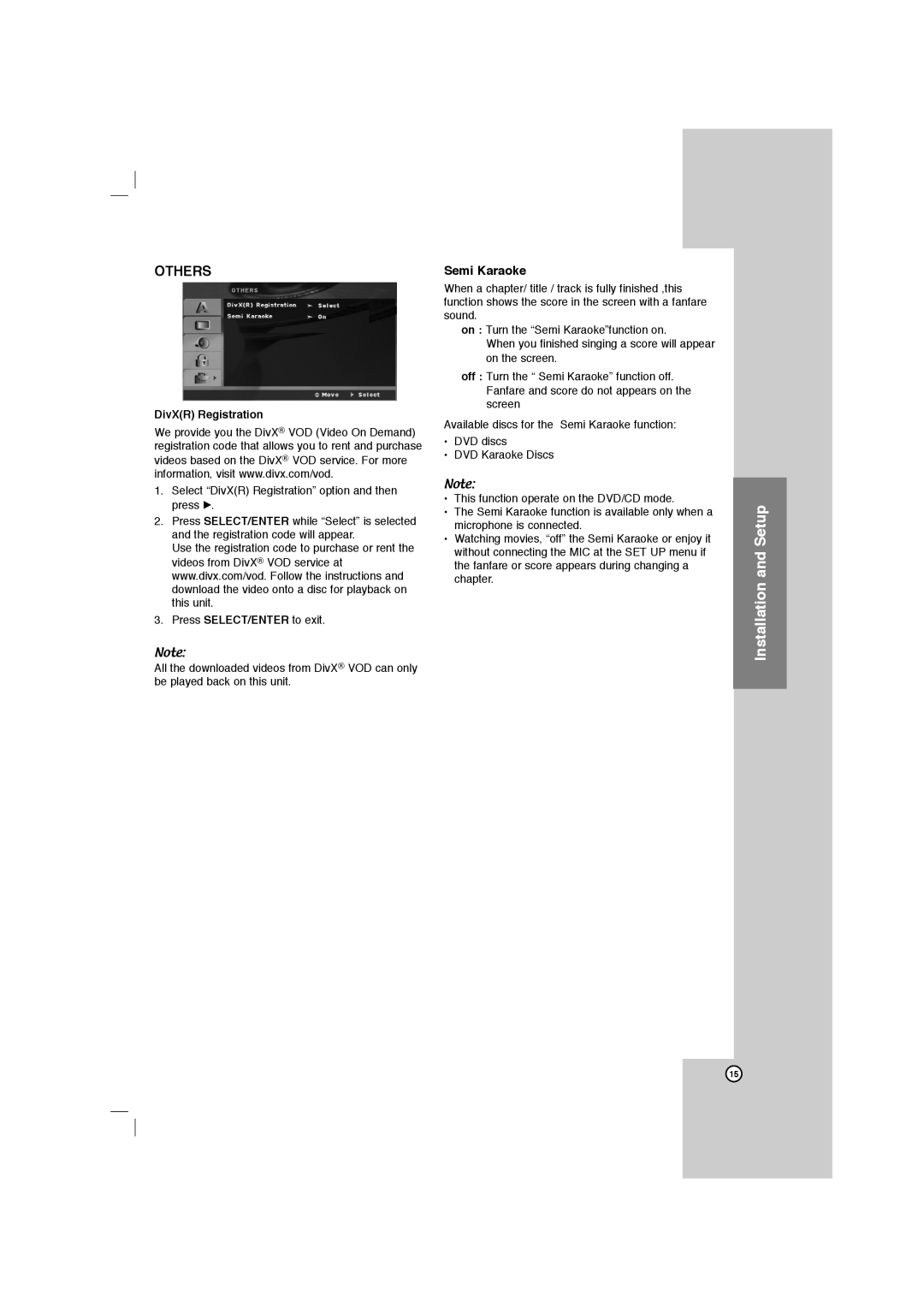 LG Electronics LFD750, FBS162V owner manual Semi Karaoke, DivXR Registration 