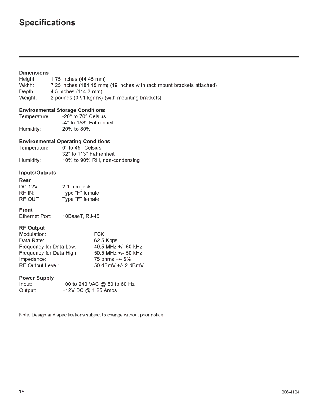 LG Electronics FMA-LG101 warranty Specifications 