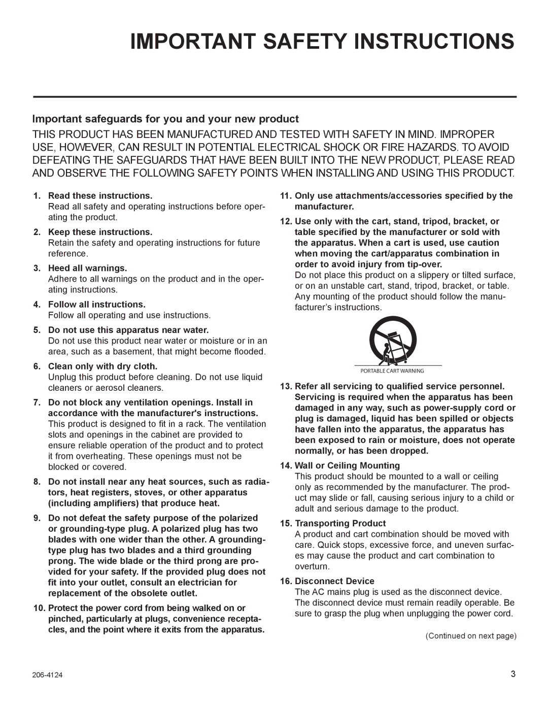 LG Electronics FMA-LG101 warranty Important safeguards for you and your new product 