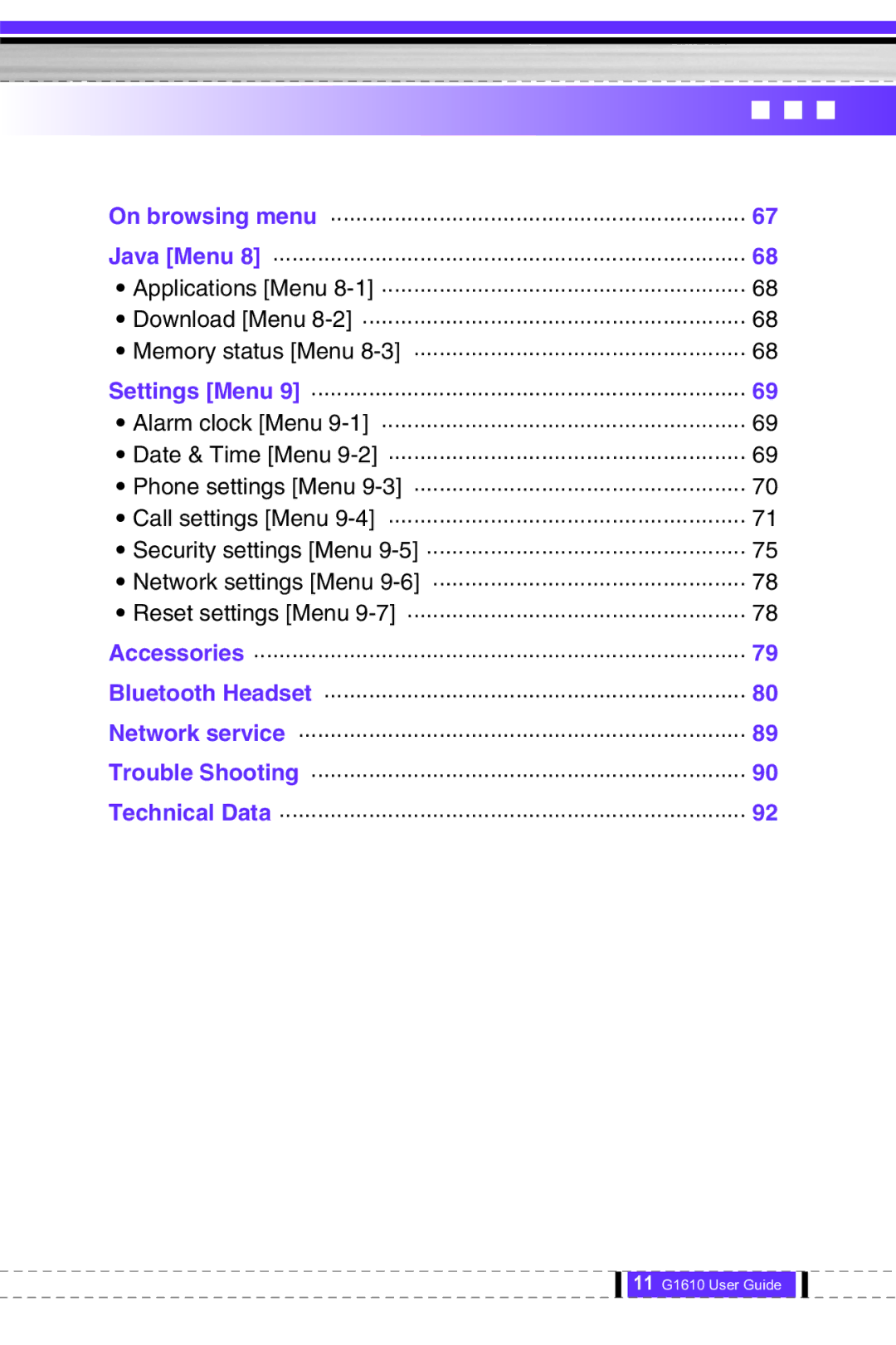 LG Electronics G1610 user manual Alarm clock Menu Date & Time Menu 