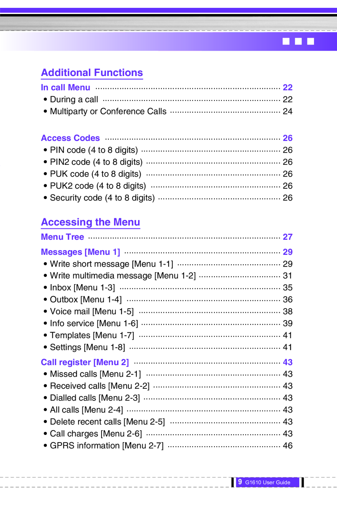 LG Electronics G1610 user manual Additional Functions 