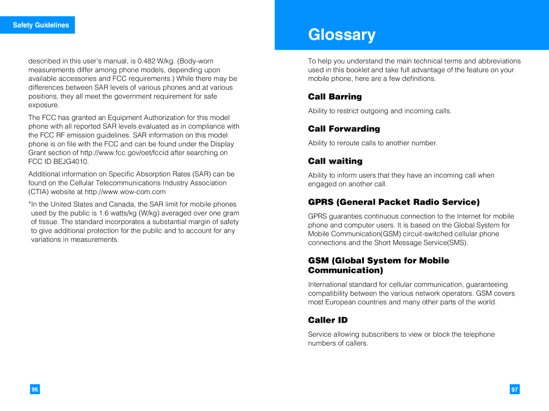 LG Electronics G4010 manual Glossary 