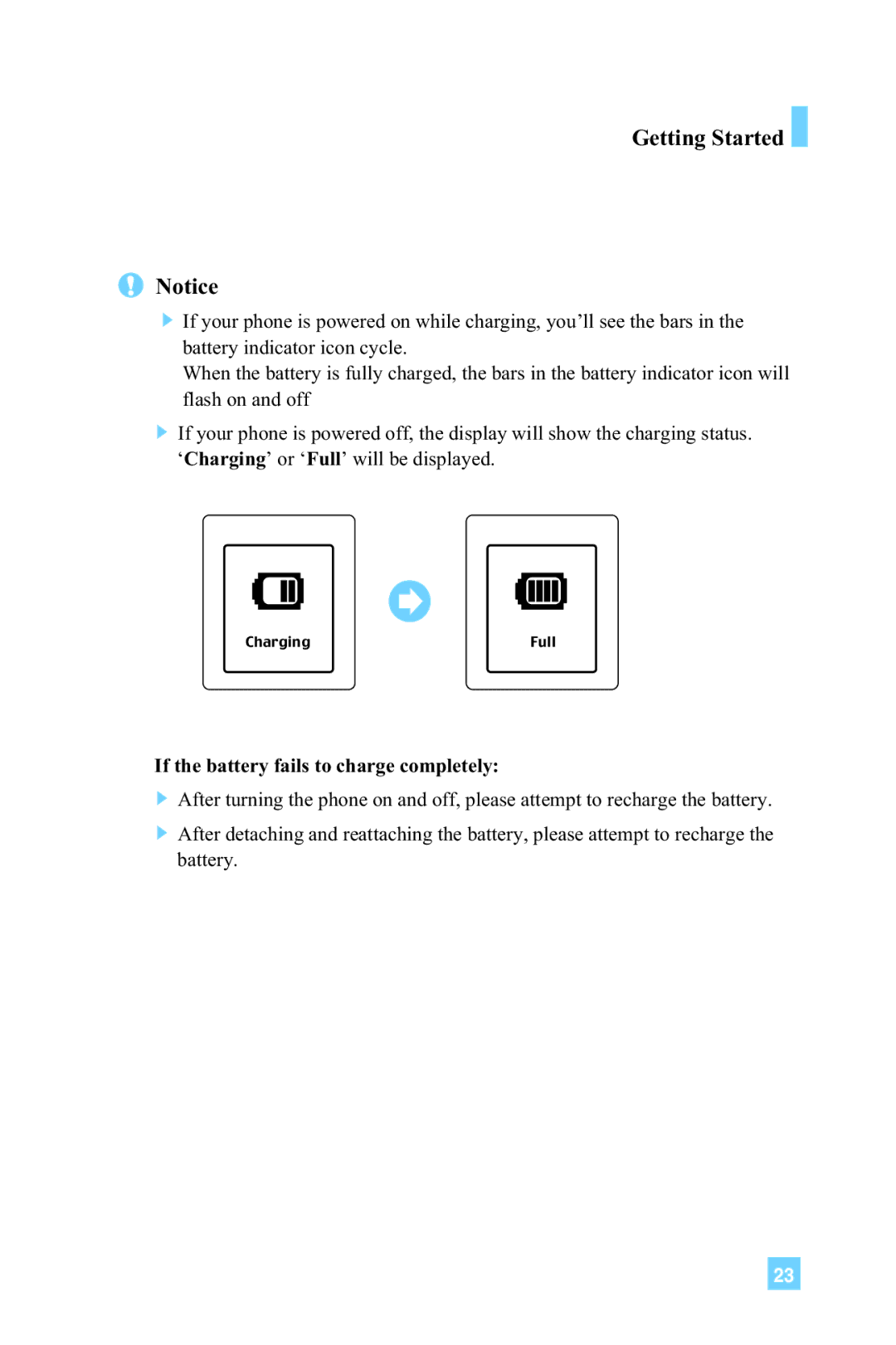 LG Electronics G4015 manual If the battery fails to charge completely 