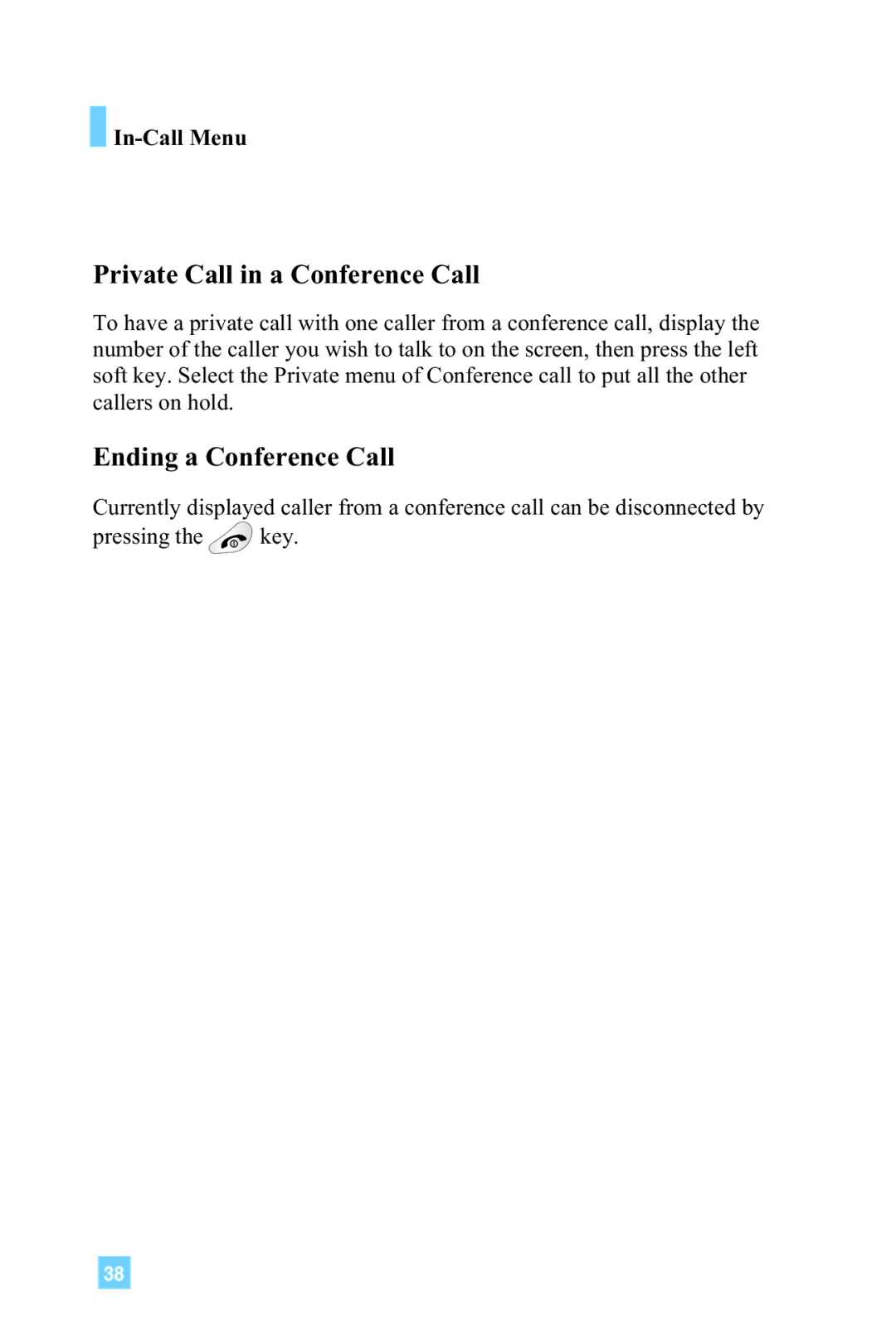 LG Electronics G4015 manual Private Call in a Conference Call, Ending a Conference Call 