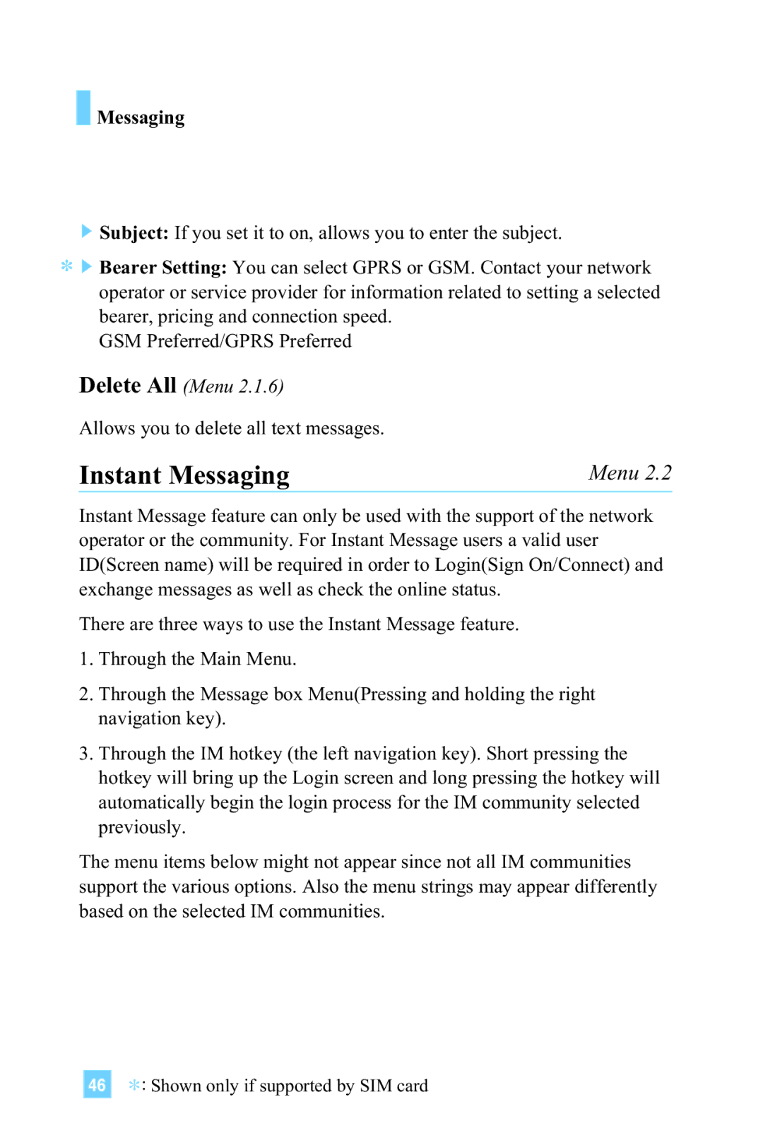 LG Electronics G4015 manual Instant Messaging 