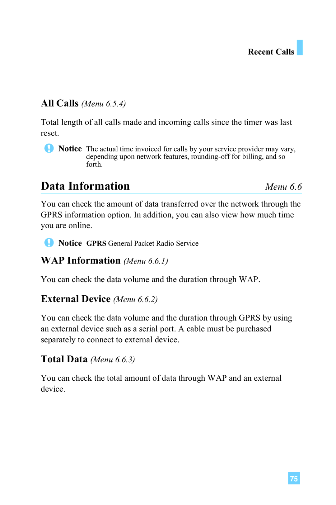 LG Electronics G4015 manual Data Information, WAP Information Menu, External Device Menu 