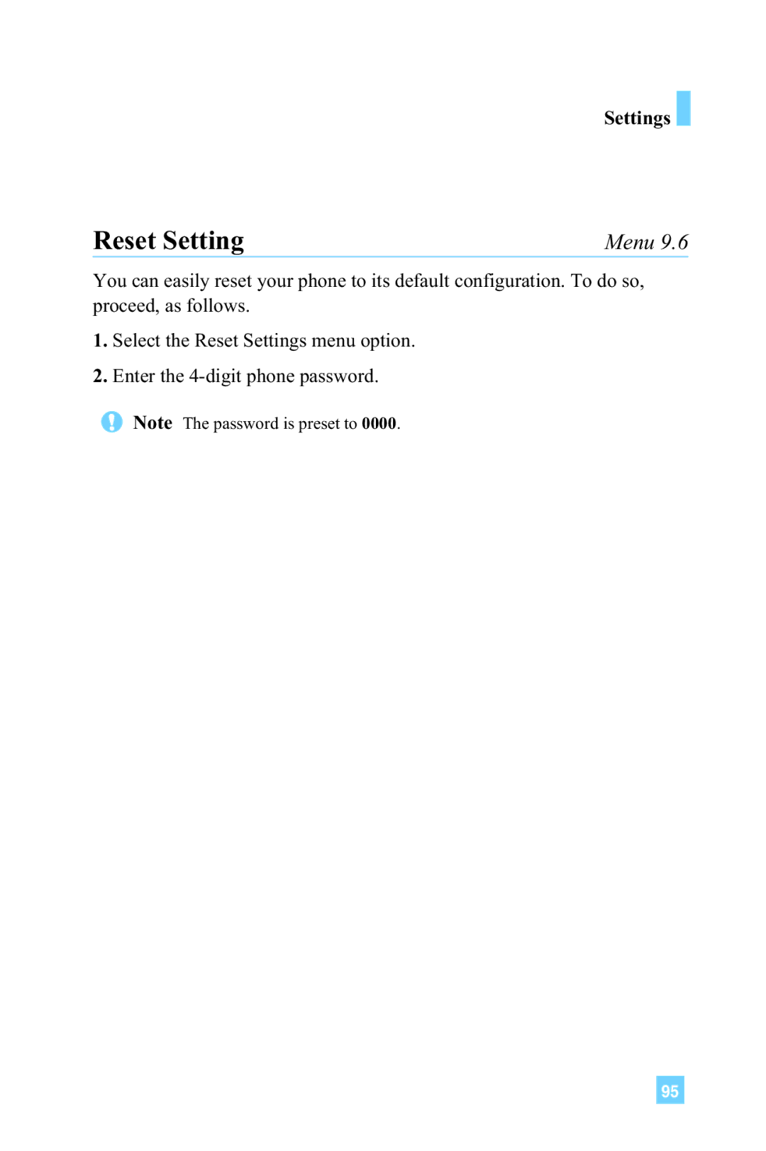 LG Electronics G4015 manual Reset Setting 