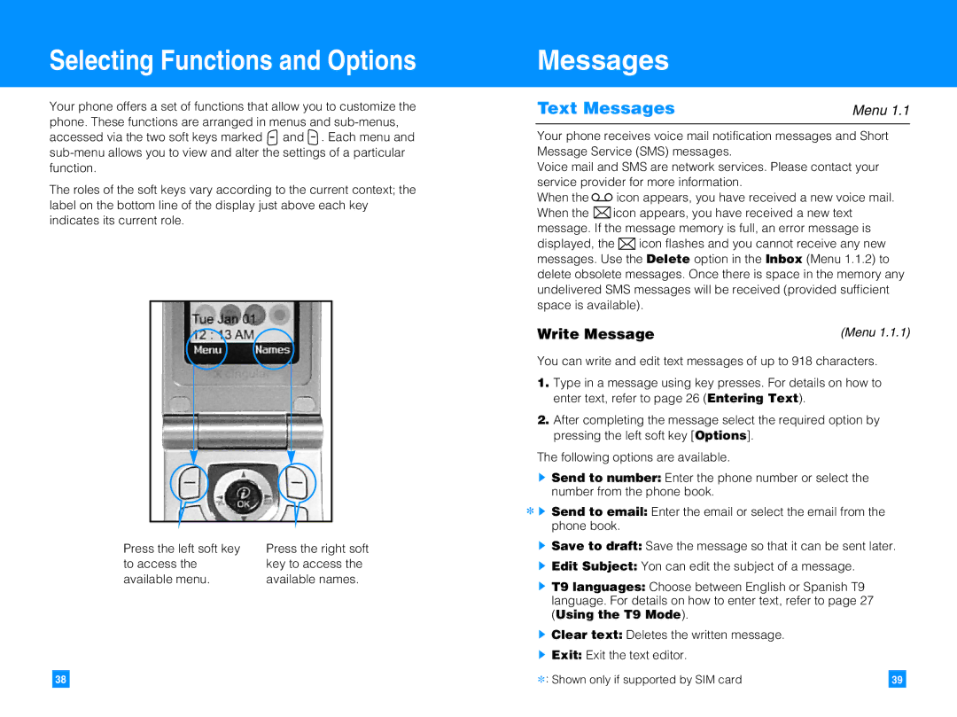 LG Electronics G4050 manual Selecting Functions and Options, Text Messages, Write Message 