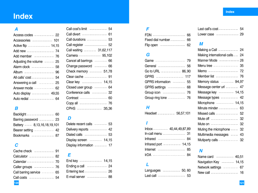 LG Electronics G4050 manual Index, Fdn 