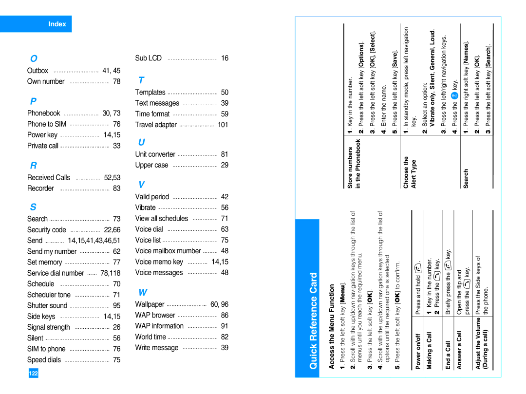 LG Electronics G4050 manual Index, Access the Menu Function 