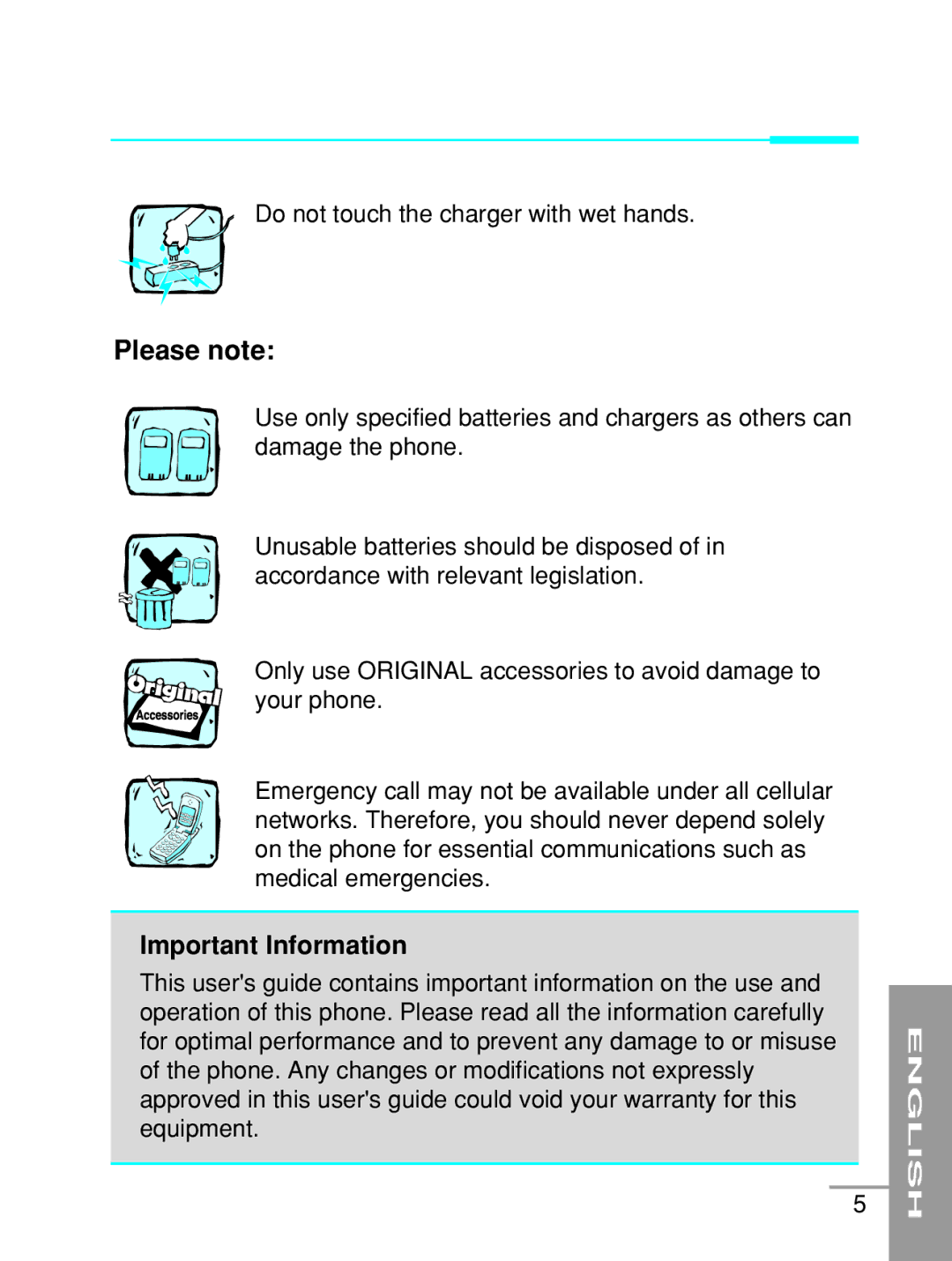 LG Electronics G5200 user manual Please note, Important Information 