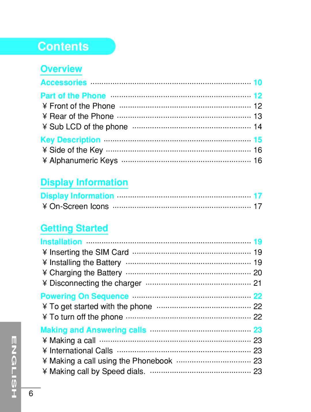 LG Electronics G5200 user manual Contents 