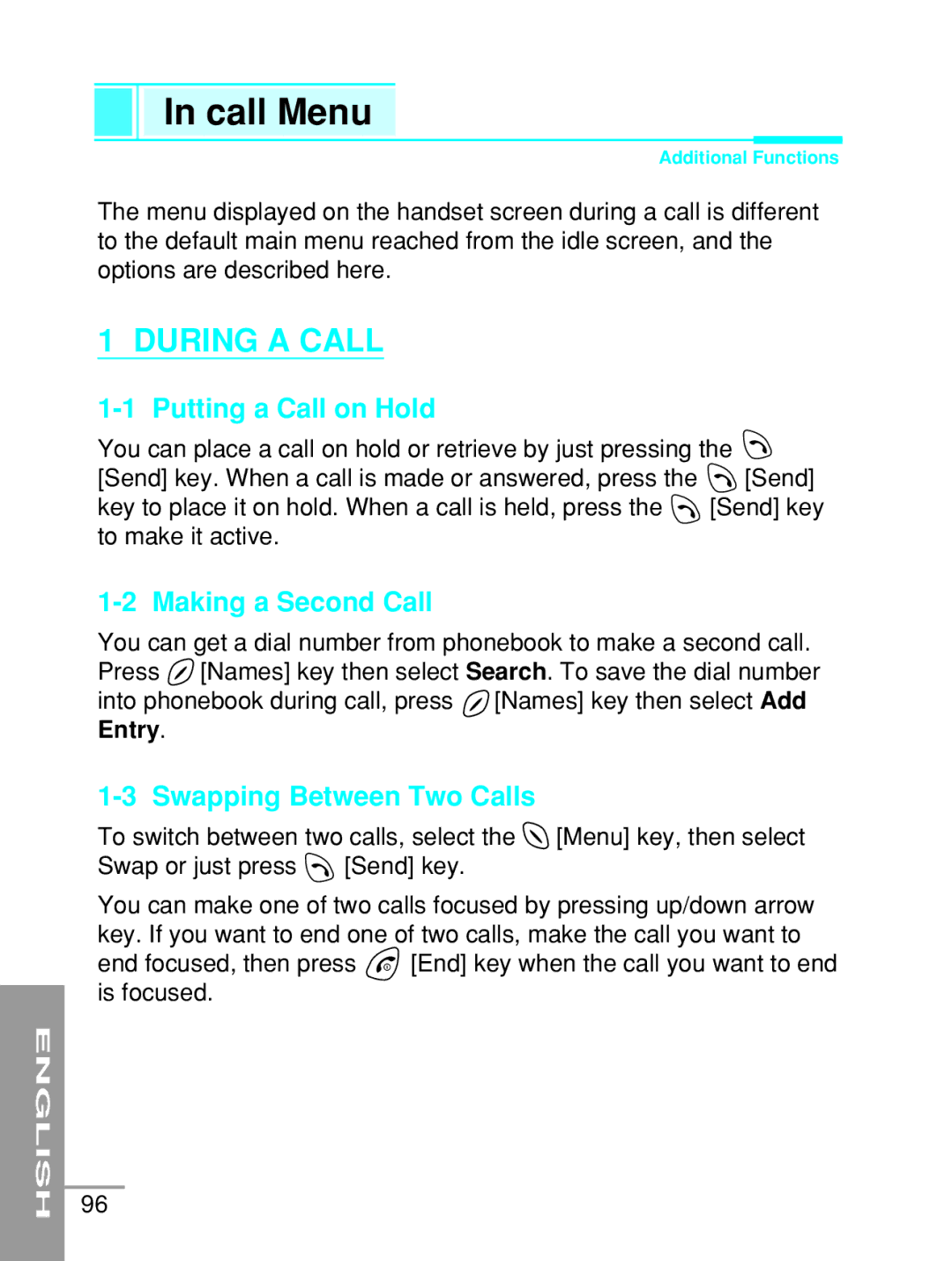 LG Electronics G5200 user manual Call Menu, Putting a Call on Hold, Making a Second Call, Swapping Between Two Calls 