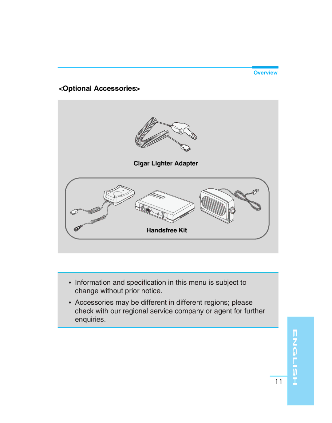 LG Electronics G5300 user manual Optional Accessories 