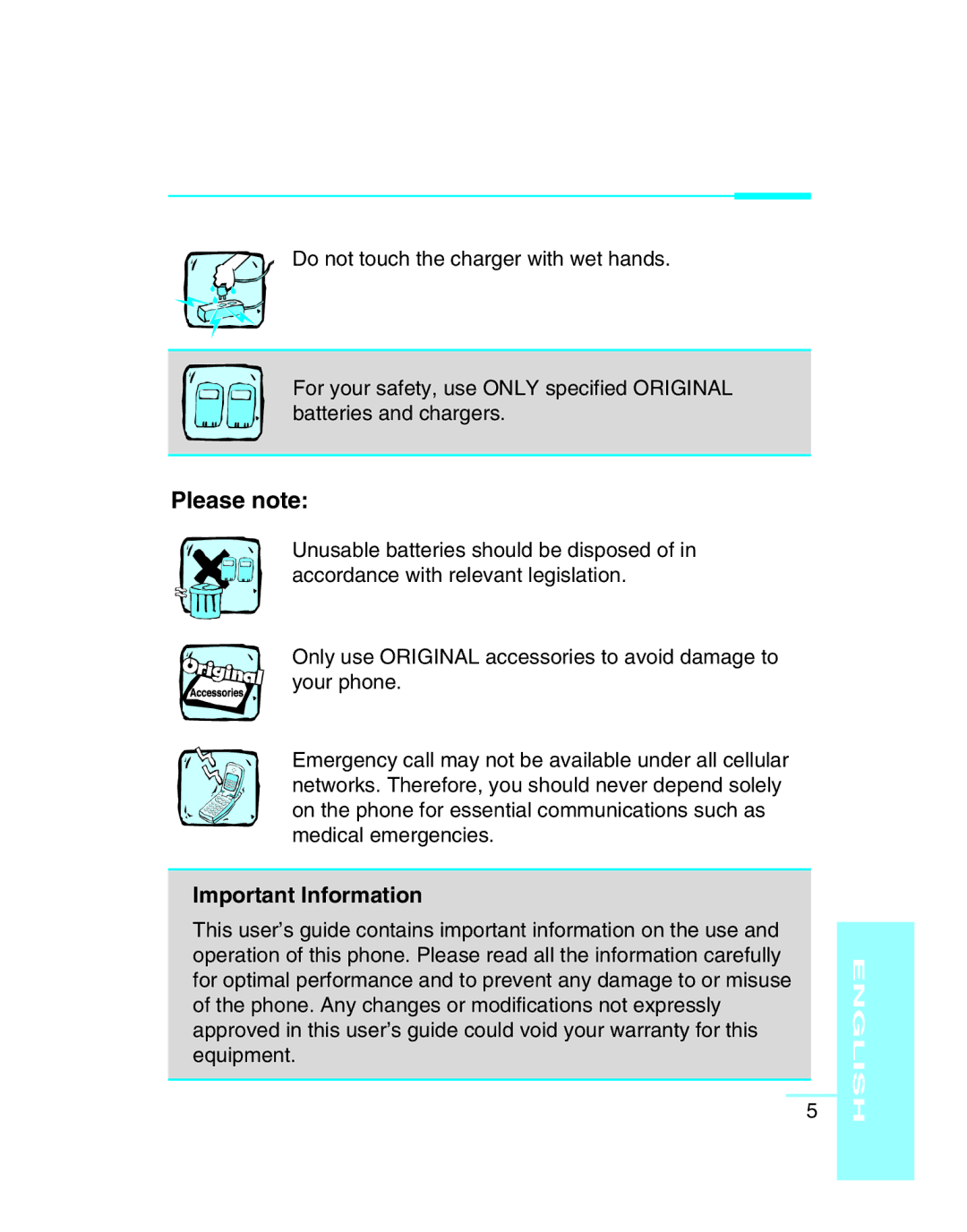 LG Electronics G5300 user manual Please note, Important Information 