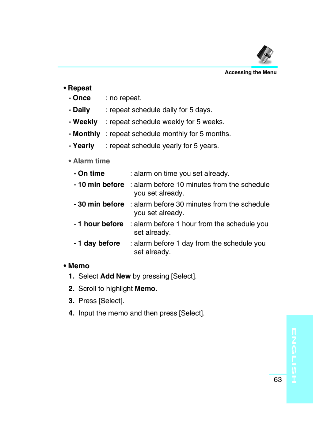 LG Electronics G5300 user manual Repeat, Memo 