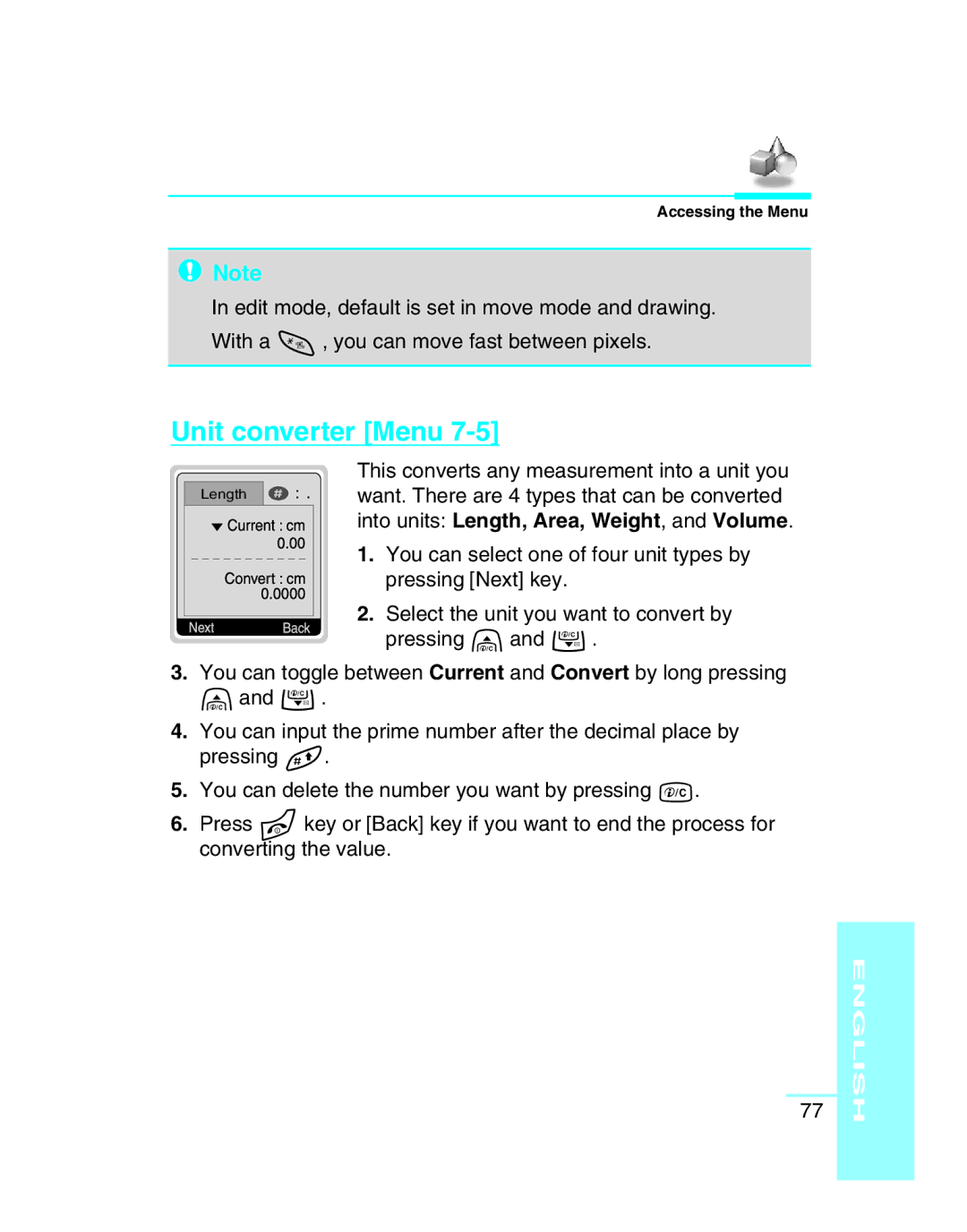 LG Electronics G5300 user manual Unit converter Menu 