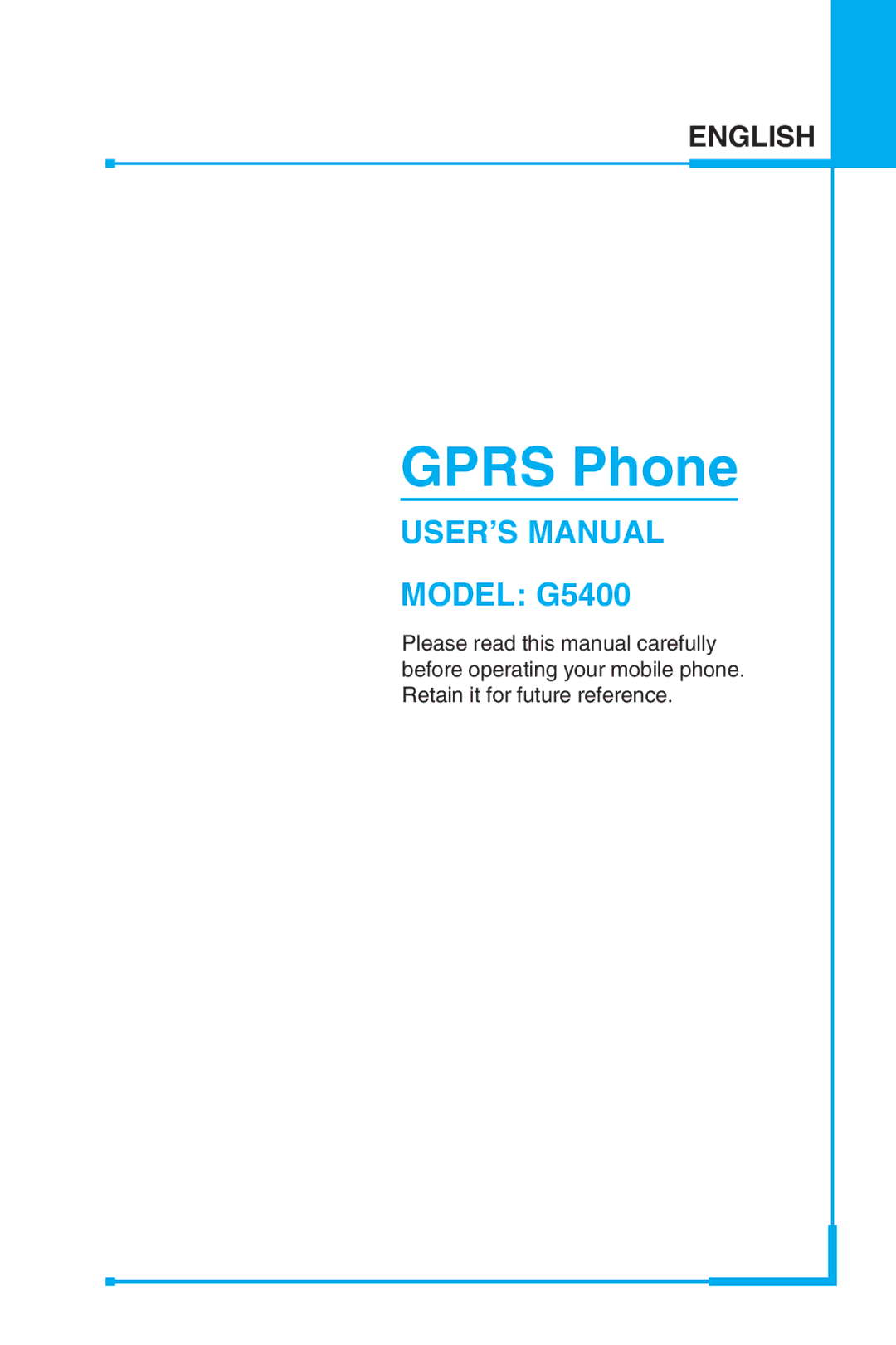 LG Electronics G5400 user manual Gprs Phone 