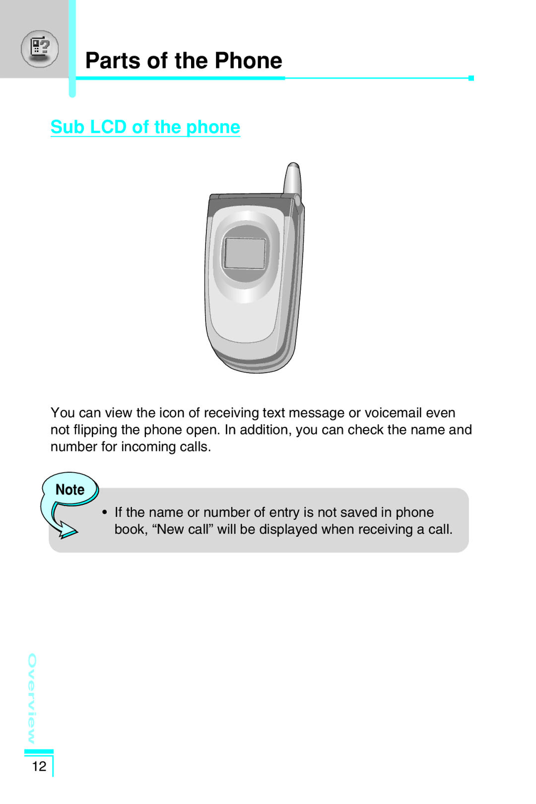 LG Electronics G7030 user manual Sub LCD of the phone 