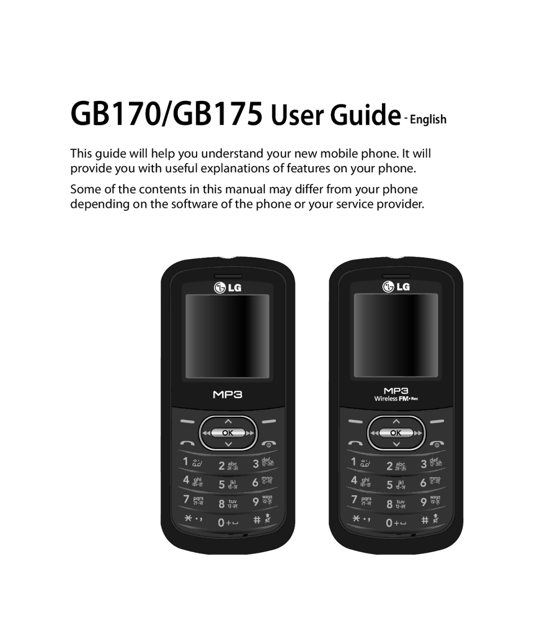 LG Electronics manual GB170/GB175 User Guide- English 