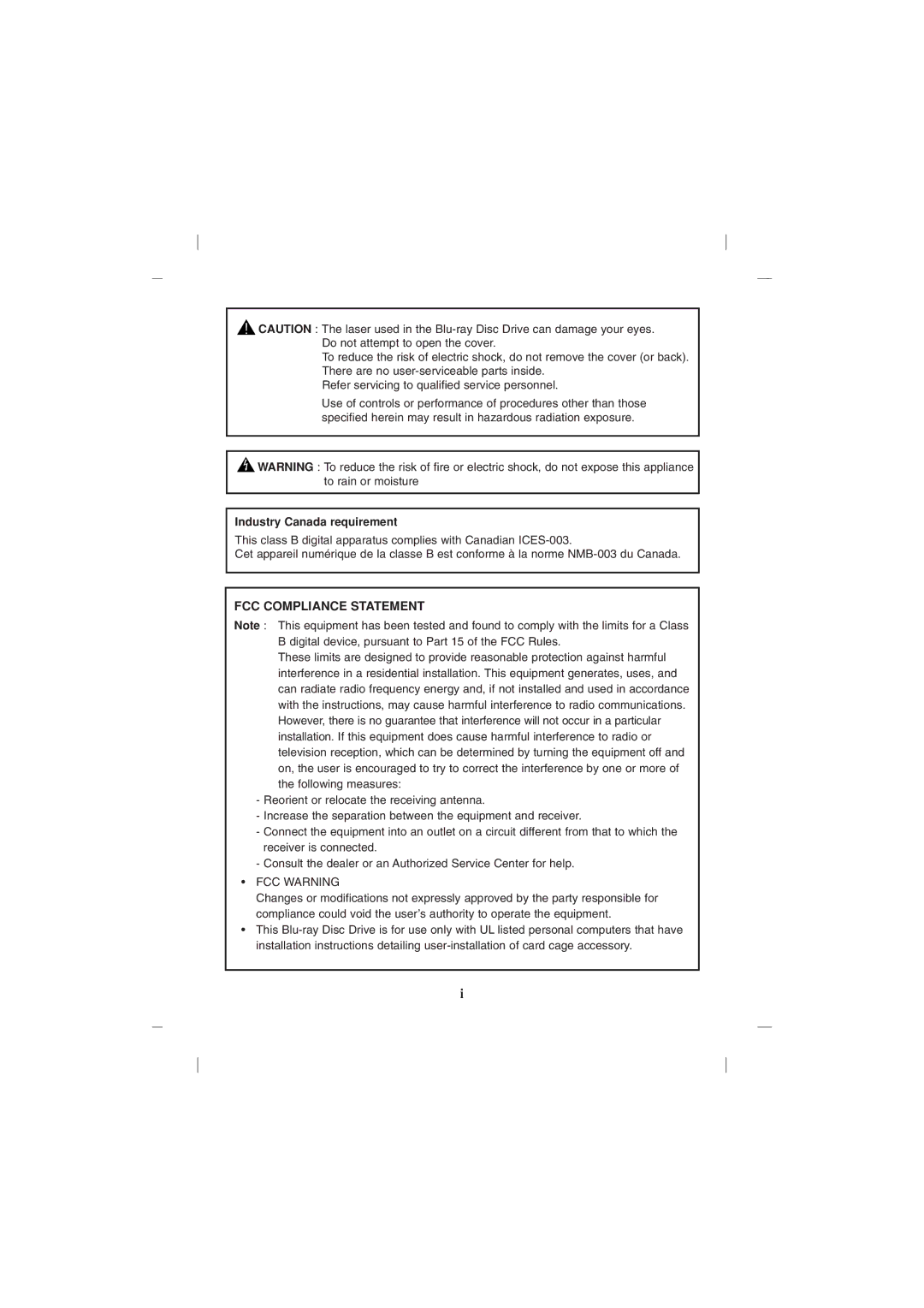 LG Electronics GBC-H20L owner manual FCC Compliance Statement 