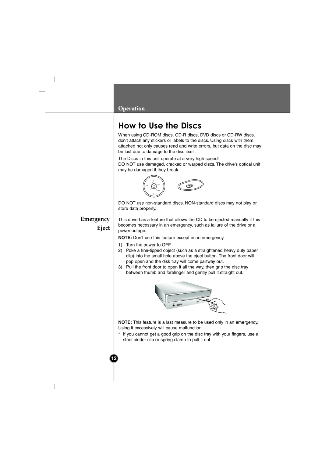 LG Electronics GCC-4480B manual How to Use the Discs, Eject 