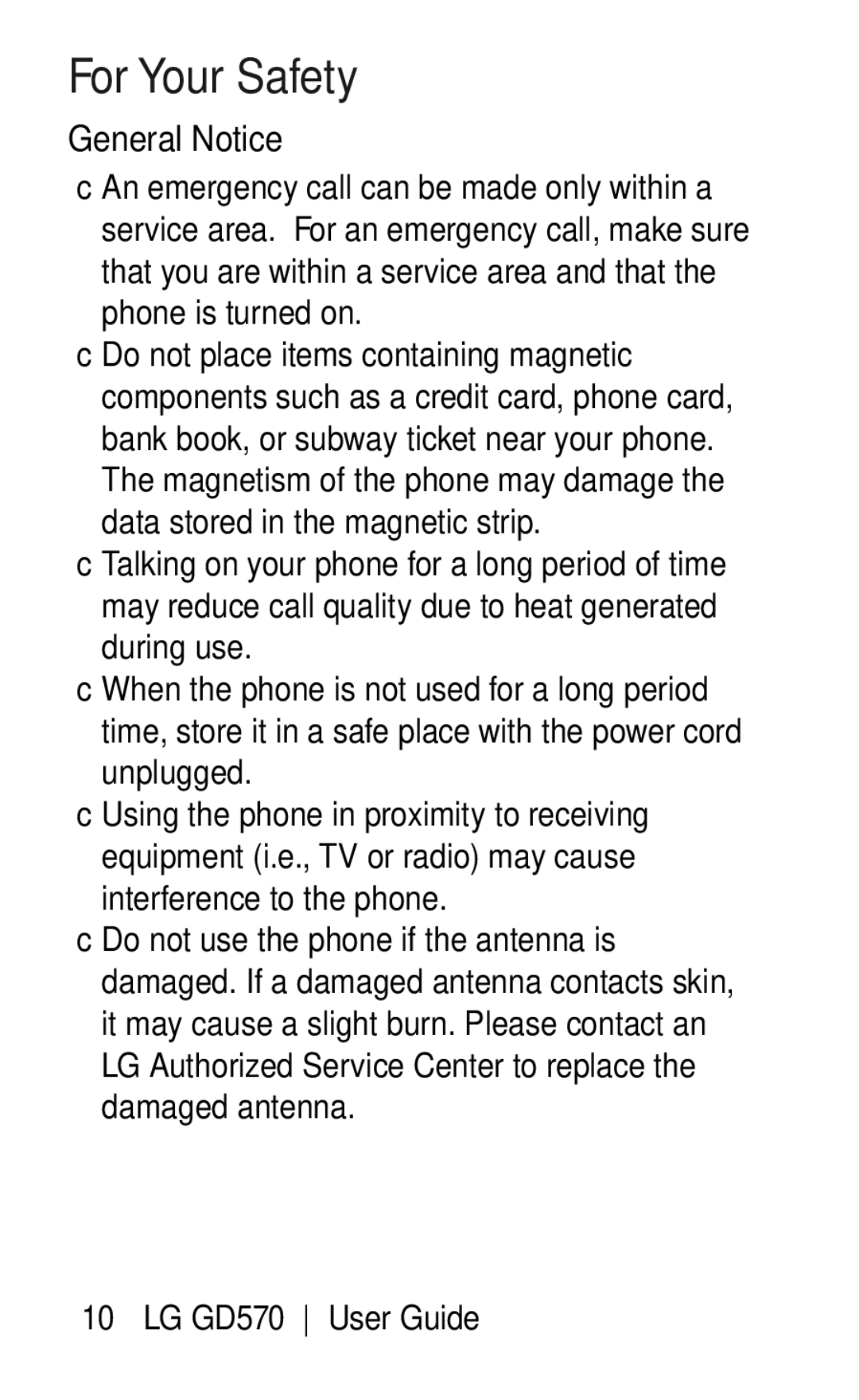 LG Electronics GD570 manual General Notice 