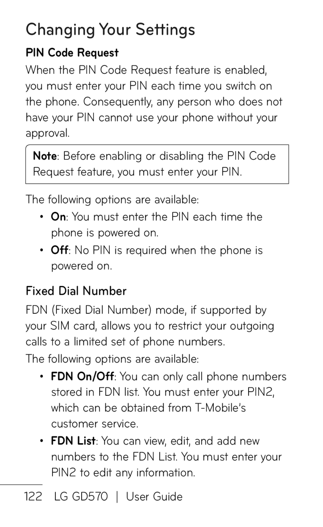 LG Electronics GD570 manual Fixed Dial Number, PIN Code Request 