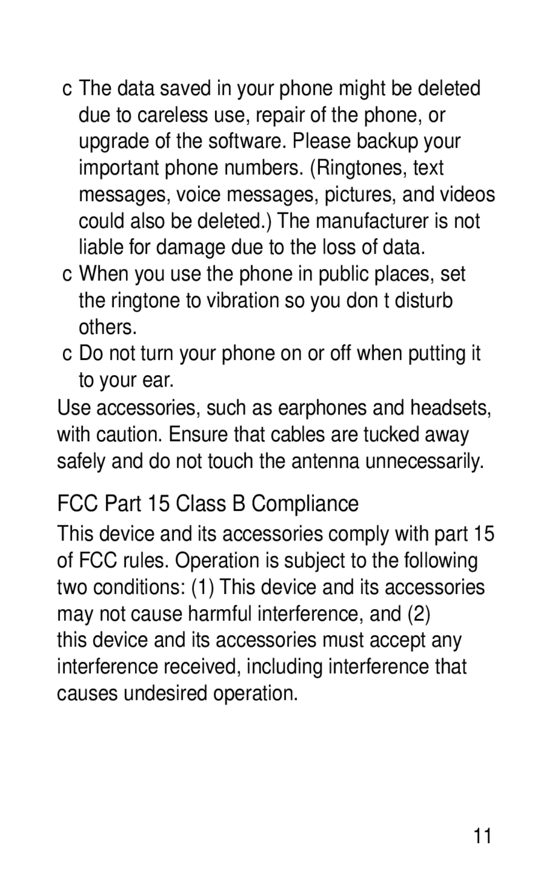 LG Electronics GD570 manual FCC Part 15 Class B Compliance 