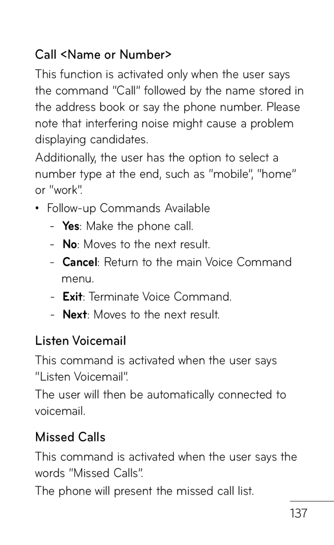 LG Electronics GD570 manual Call Name or Number, Listen Voicemail 