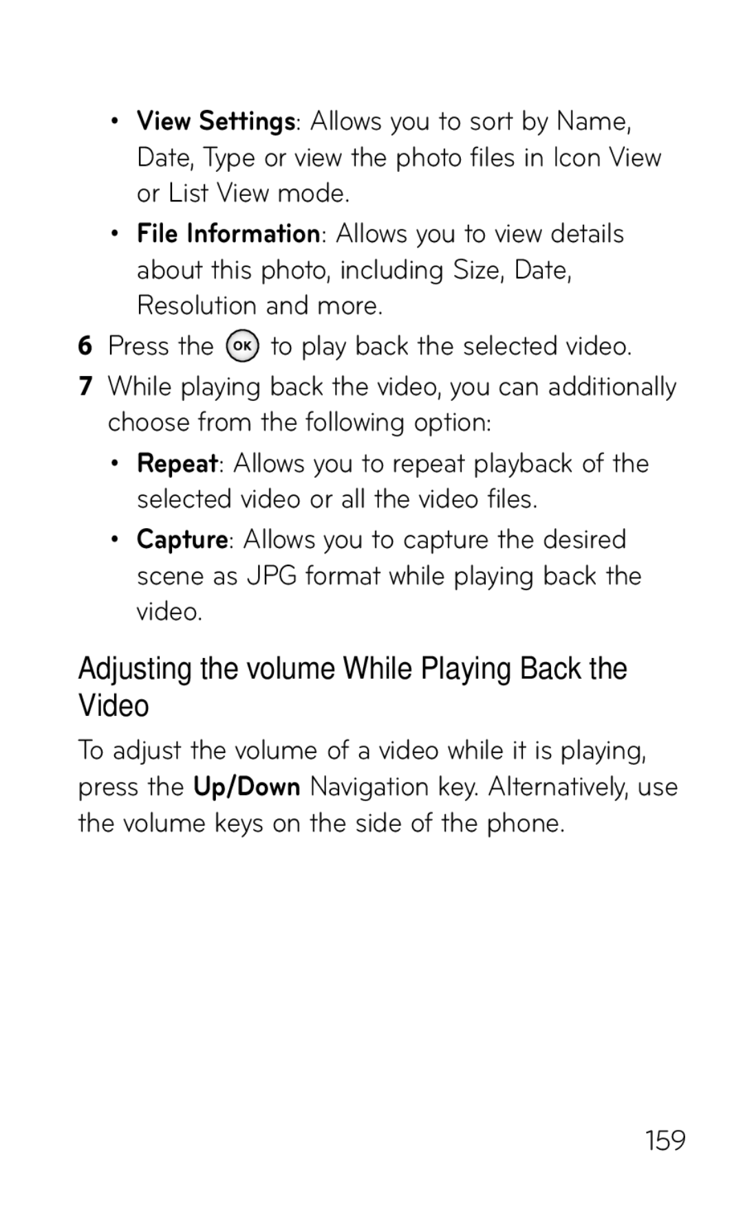 LG Electronics GD570 manual Adjusting the volume While Playing Back the Video 