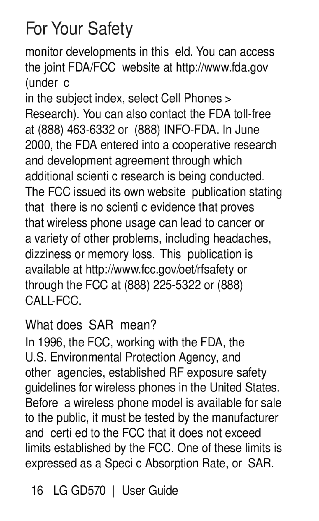 LG Electronics GD570 manual What does SAR mean? 