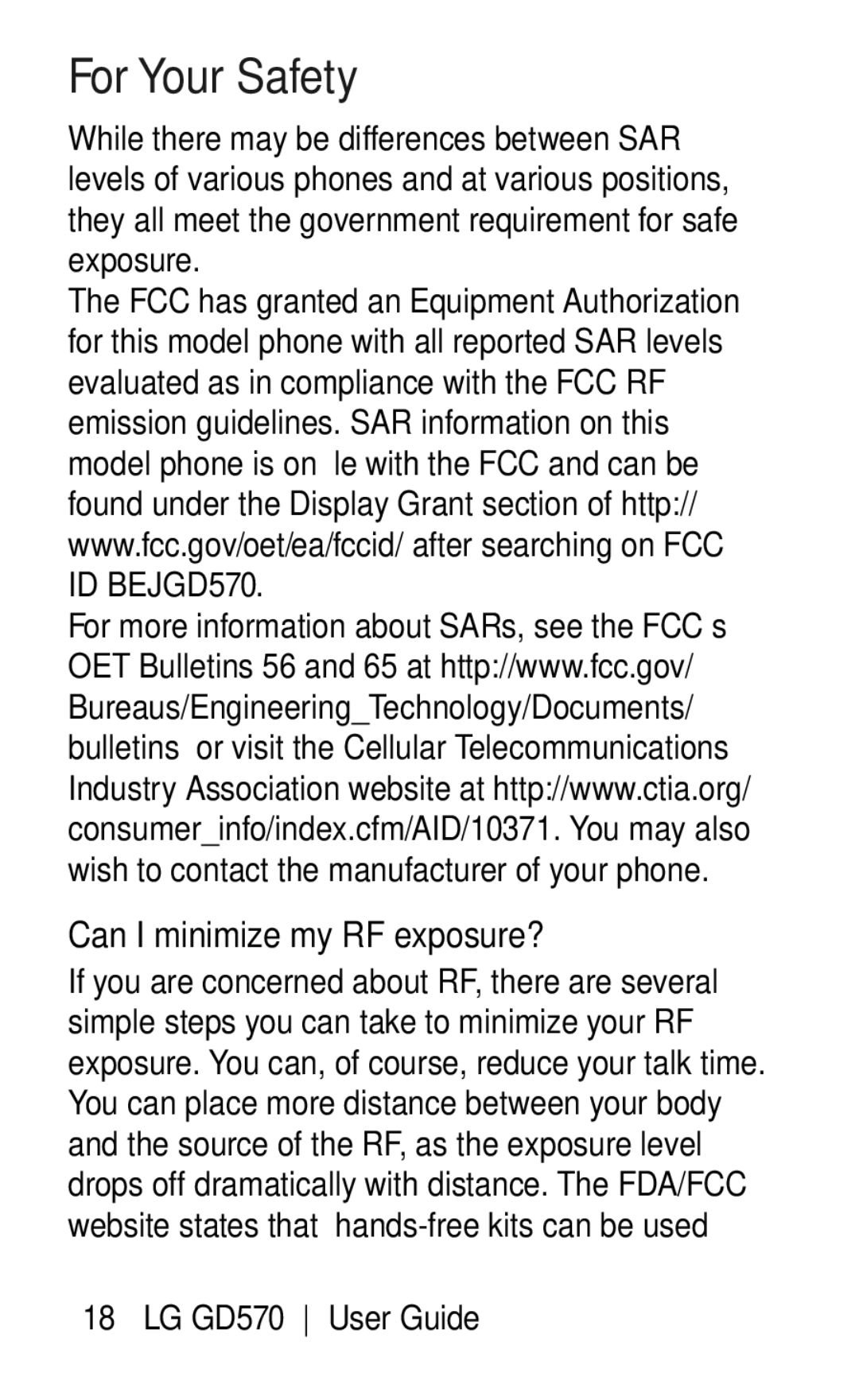 LG Electronics GD570 manual Can I minimize my RF exposure? 