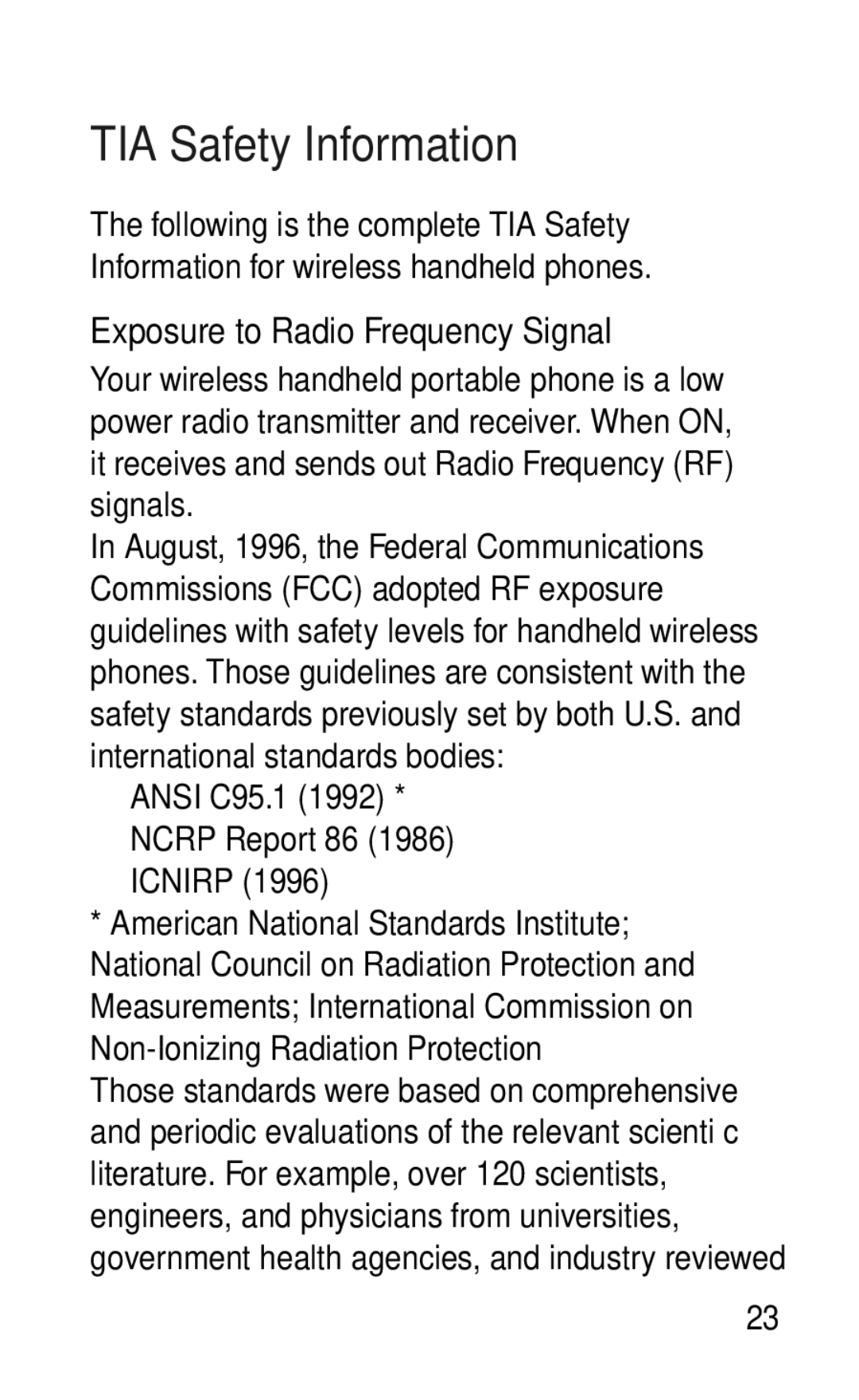 LG Electronics GD570 manual TIA Safety Information, Exposure to Radio Frequency Signal 