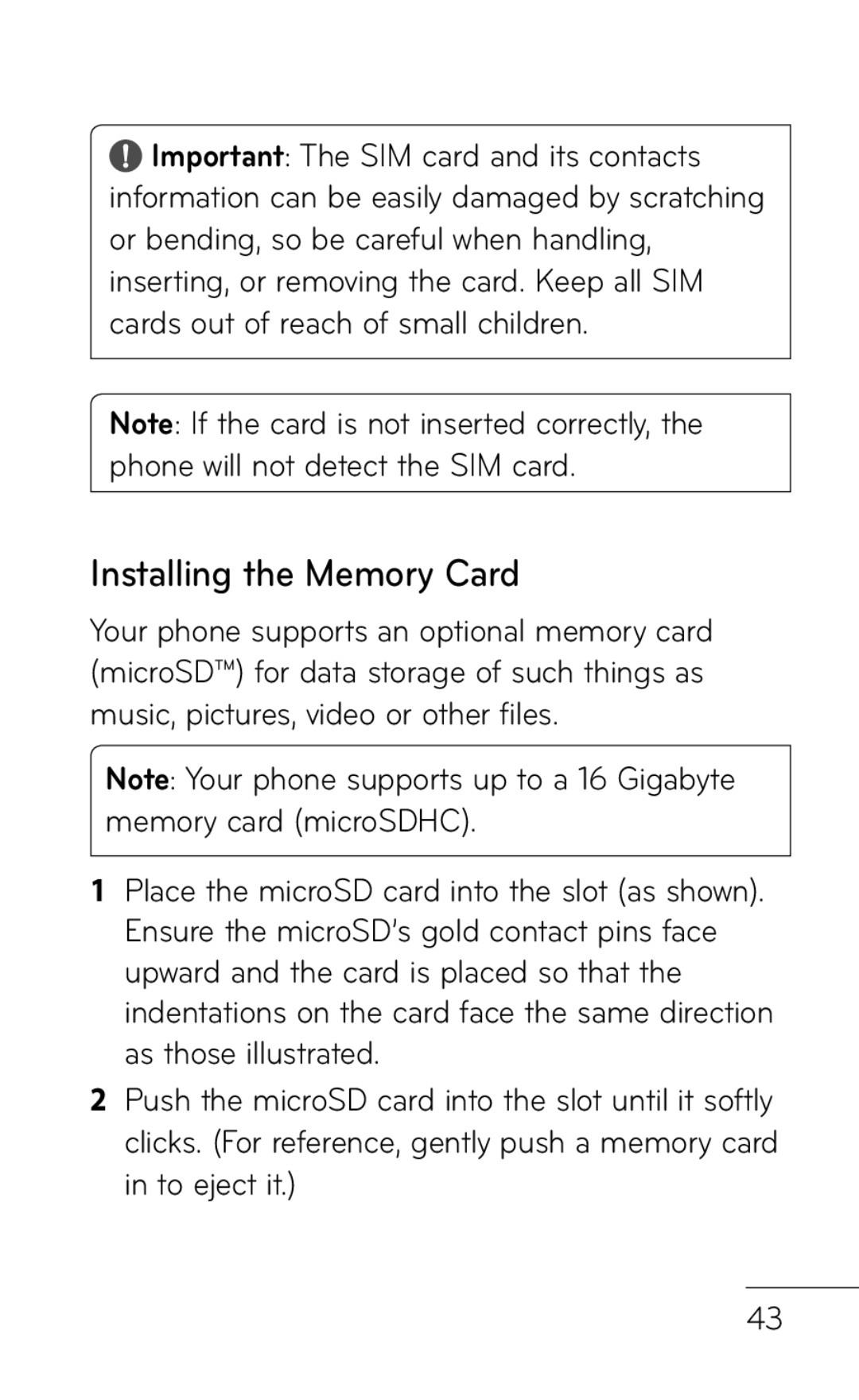 LG Electronics GD570 manual Installing the Memory Card 