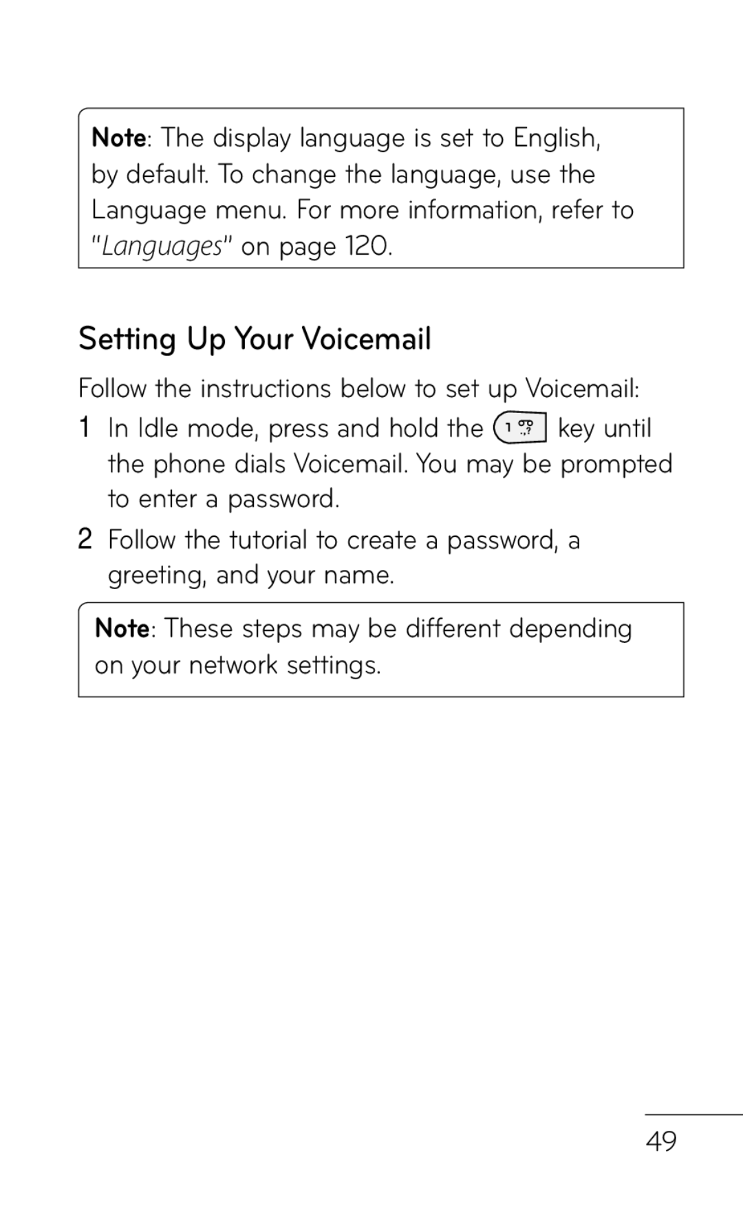 LG Electronics GD570 manual Setting Up Your Voicemail 