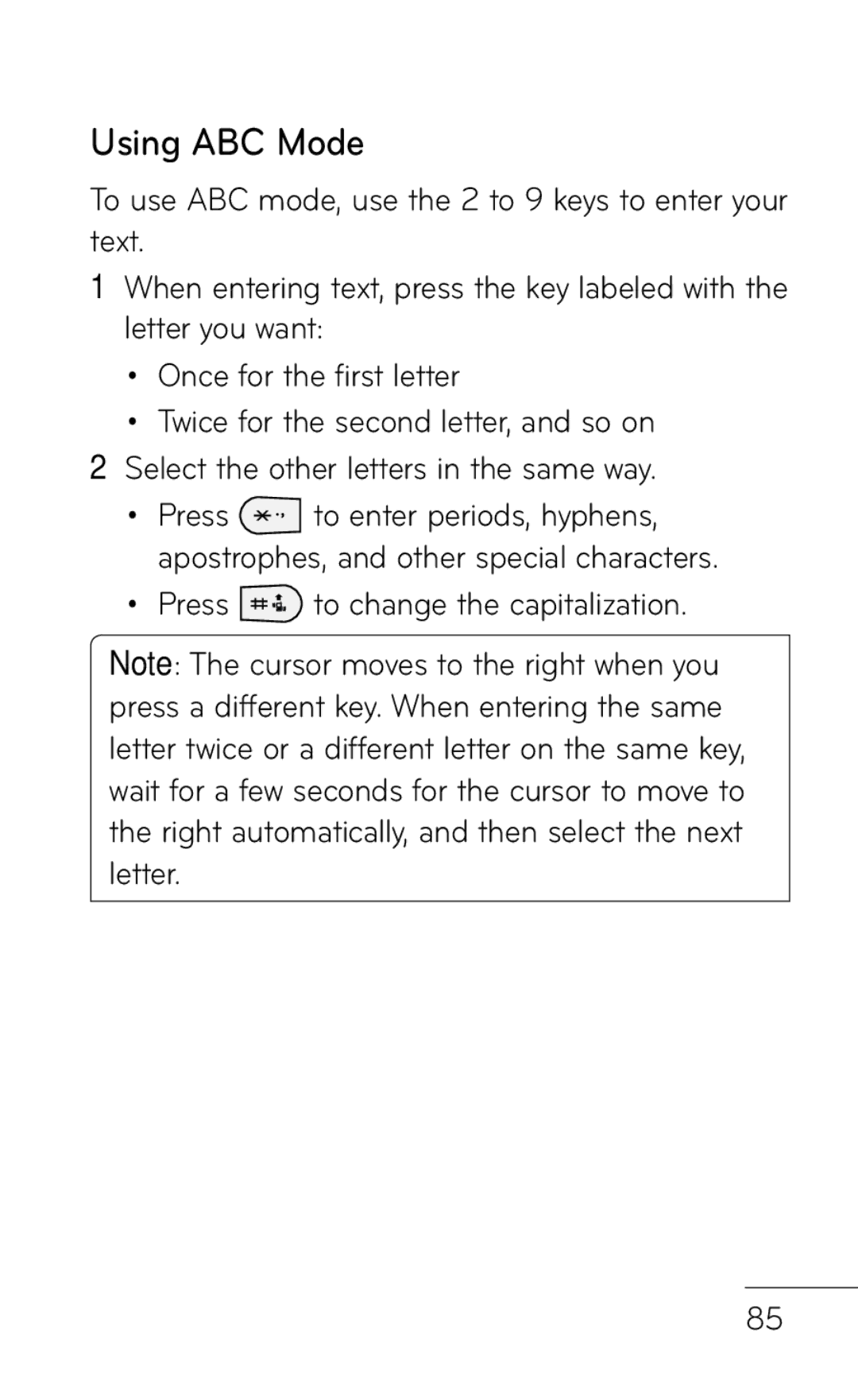 LG Electronics GD570 manual Using ABC Mode 