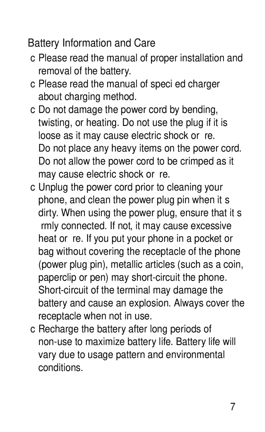 LG Electronics GD570 manual Battery Information and Care 